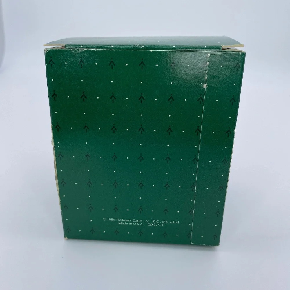 Vintage Hallmark Ornament for Teacher White Glass Ball with Apple Print 1986 NEW
